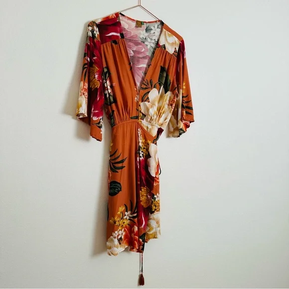 FARM Rio Carioca Wrap Mini Dress Boho Floral - Picture 6 of 10